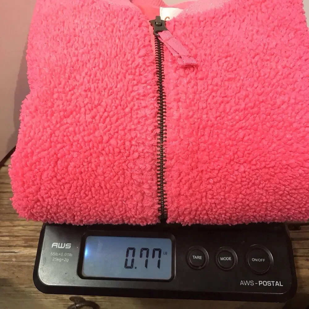 Cat & Jack Kids Girls S (6/6X) Fushia Pink Sherpa Fleece Full Zip Bomber Jacket